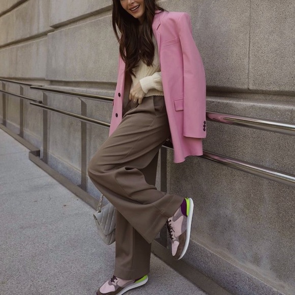 ZARA limited edition oversized double breasted pink blazer blogger favorite - Picture 2 of 14